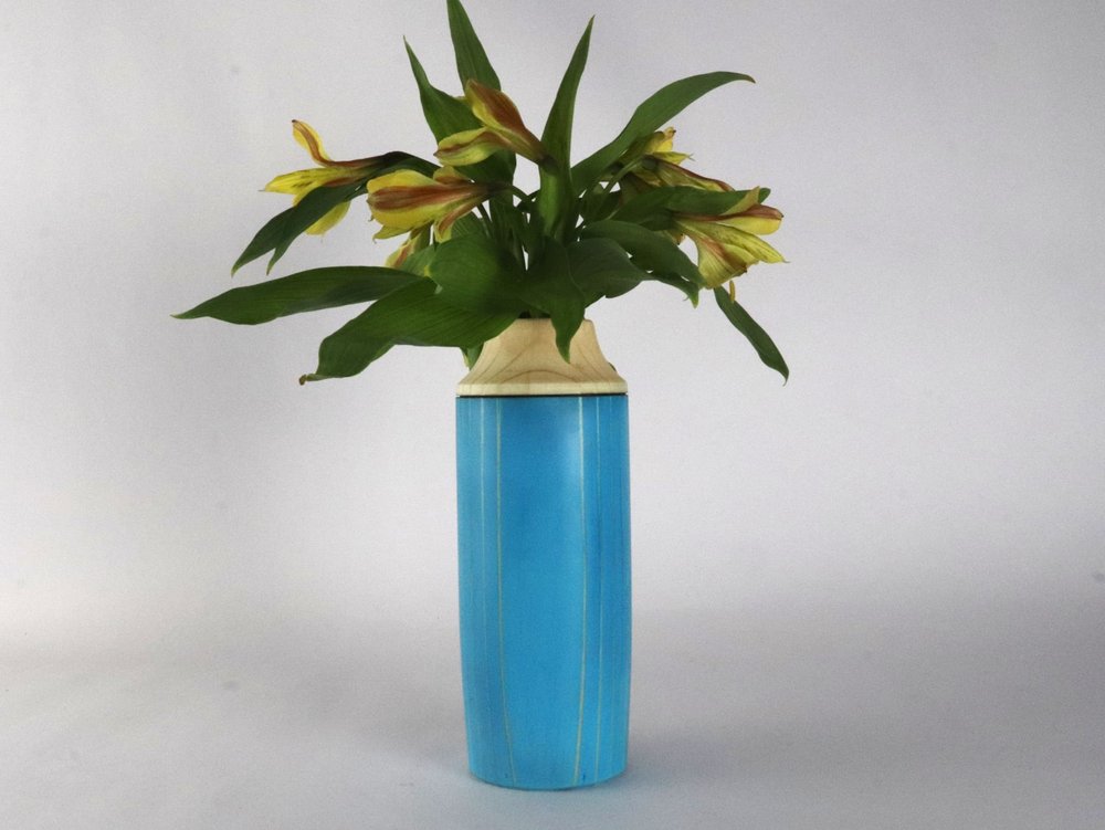 Handmade Blue Spruce Wood Vase | Vintage Style | Made in USA from